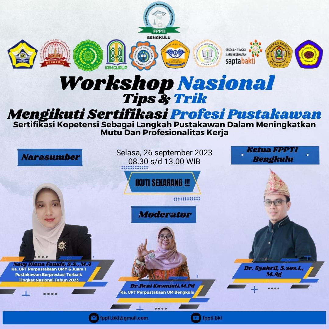 Read more about the article Workshop Nasional FPPTI Bengkulu Kerjasama Dengan UPT Perpustakaan UIN Fatmawati Sukarno Bengkulu