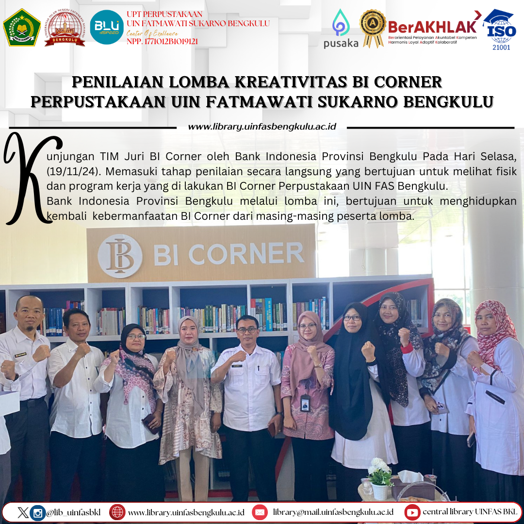 Read more about the article UPT Perpustakaan UINFAS Mengikuti Lomba Kreativitas BI Corner dari Bank Indonesia Perwakilan Bengkulu