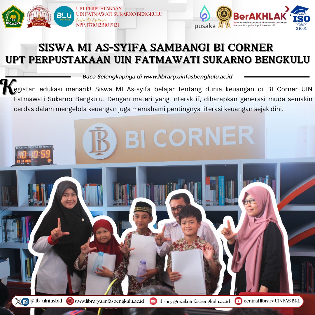 Read more about the article Siswa MI As-syifa Sambangi BI Corner UPT Perpustakaan UIN Fatmawati Sukarno Bengkulu